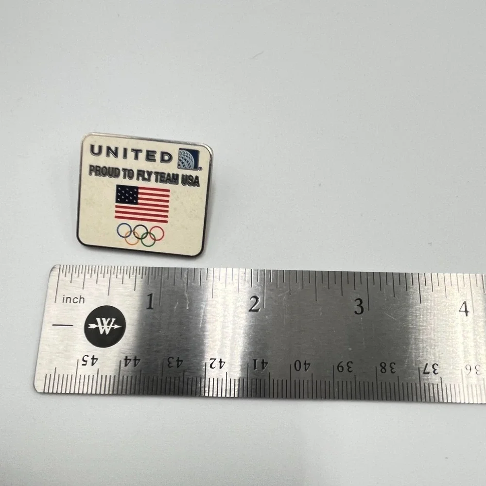United Airlines Team USA Olympics Lapel Pin Proud to Fly Silver Tone Enamel